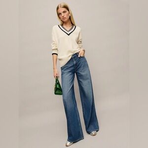 REFORMATION Rui Lived-in Wide Leg Baggy Jeans Blue - Size 28 NWT